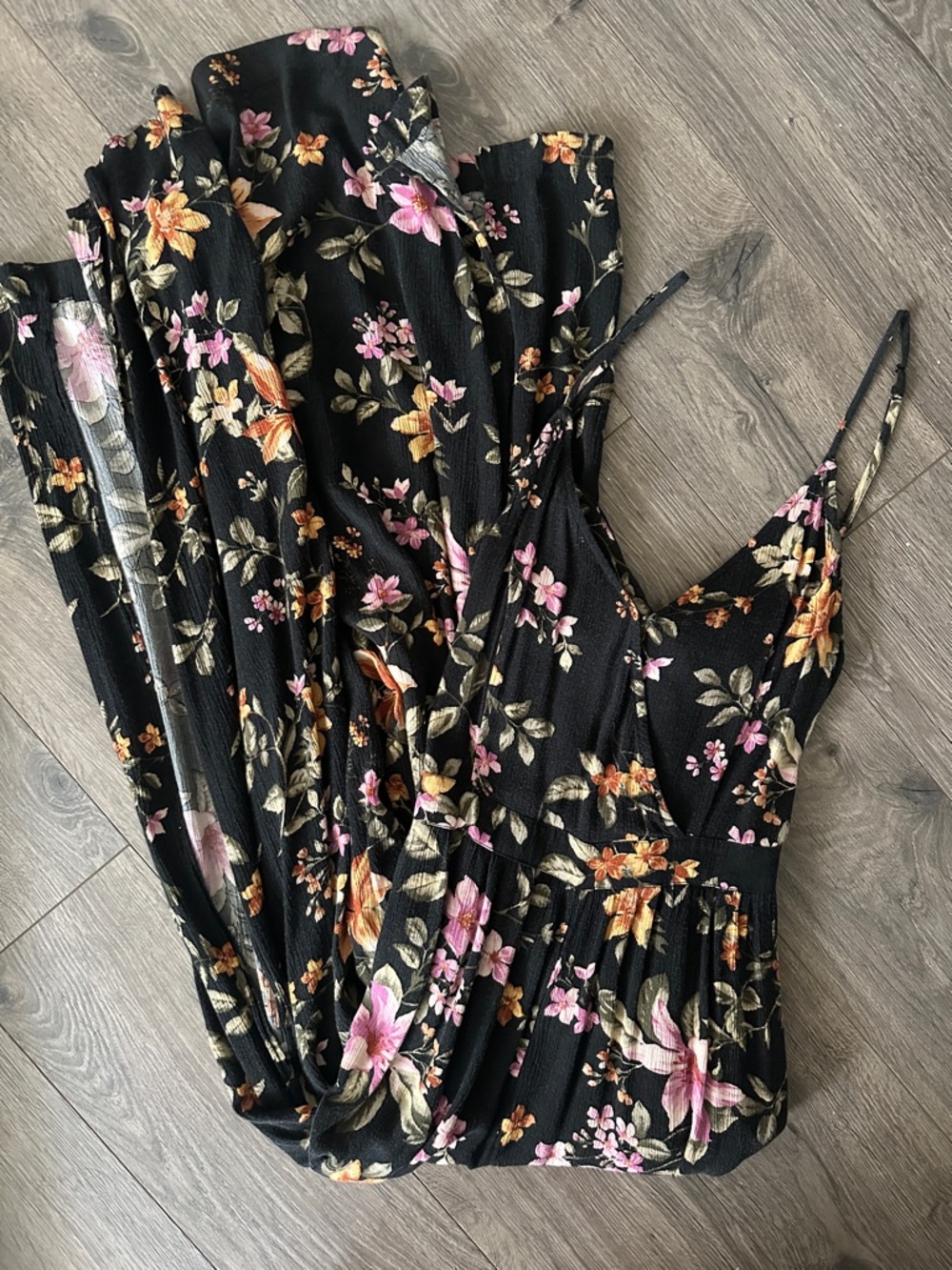 Black Floral Maxi Jumper with Pink & Orange Blooms